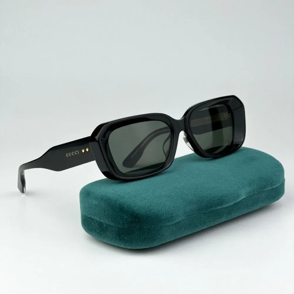 NEW Gucci GG1531SK 001 Black Grey Unisex Rectangle Sunglasses GG 1531SK